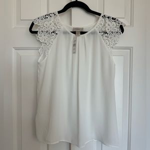 Loft medium petite white blouse (new with tags)